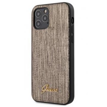 Husa Guess pentru iPhone 12/12 Pro, Model Lizard, Plastic TPU, GUHCP12MPCUMLLIGO, Auriu