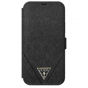 Husa Guess pentru Iphone 12/12 Pro, Model Saffiano, Plastic TPU, GUFLBKP12MVSATMLBK, Negru