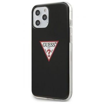 Husa Guess pentru iPhone 12/12 Pro, Model Triangle, Plastic TPU, GUHCP12MPCUCTLBK, Negru