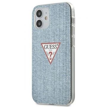 Husa de protectie telefon Guess pentru Iphone 12 Mini, Model Denim, Plastic TPU, GUHCP12SPCUJULLB, Albastru Deschis