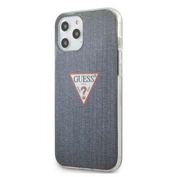 Husa Guess pentru Iphone 12 Pro Max, Model Denim, Plastic TPU, GUHCP12LPCUJULDB, Albastru Inchis