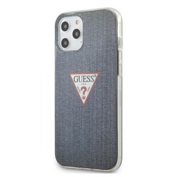 Husa de protectie telefon Guess pentru Iphone 12 Pro Max, Model Denim, Plastic TPU, GUHCP12LPCUJULDB, Albastru Inchis