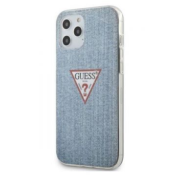 Husa de protectie telefon Guess pentru Iphone 12 Pro Max, Model Denim, Plastic TPU, GUHCP12LPCUJULLB, Albastru Deschis