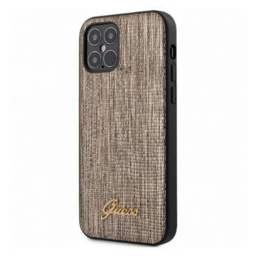 Husa Guess pentru Iphone 12 Pro Max, Model Lizard, Plastic TPU, GUHCP12LPCUMLLIGO, Auriu