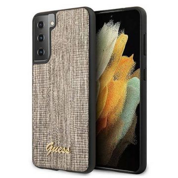 Husa Guess pentru Samsung Galaxy S21+, Model Lizard, Plastic TPU, GUHCS21MPCUMLLIGO, Auriu