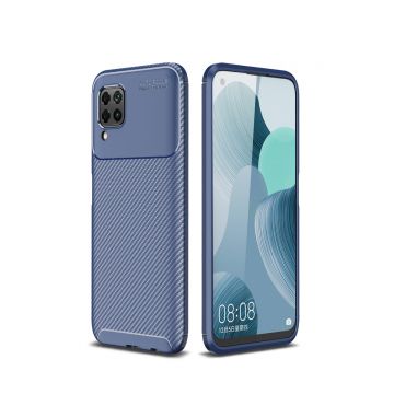 Husa pentru Huawei P40 Lite, Fibra carbon mata, Plastic, Albastru