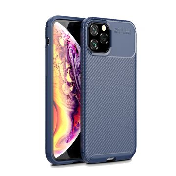 Husa pentru iPhone 11 Pro, Fibra carbon mata plastic, Albastru