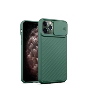 Husa pentru iPhone 11 Pro Max, Protectie camera silicon, Finisaj mat, Green