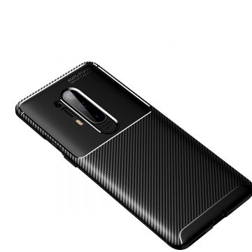 Husa pentru OnePlus 8 Pro, Fibra carbon mata, Plastic, Negru
