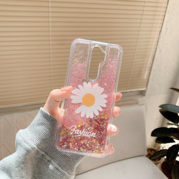 Husa pentru Samsung Galaxy A10, Flower Dynamic Glitter, Silicon, Roz