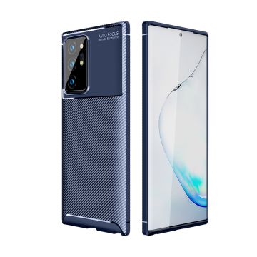 Husa pentru Samsung Galaxy Note 20 Ultra, Fibra carbon mata, Plastic, Albastru