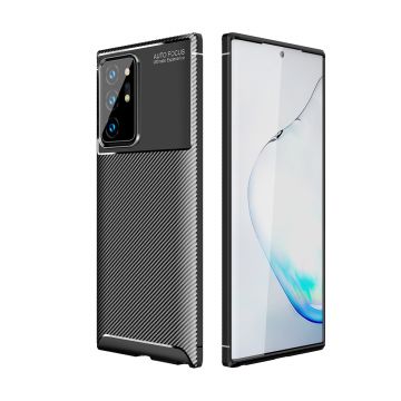 Husa pentru Samsung Galaxy Note 20 Ultra, Fibra carbon mata, Plastic, Negru
