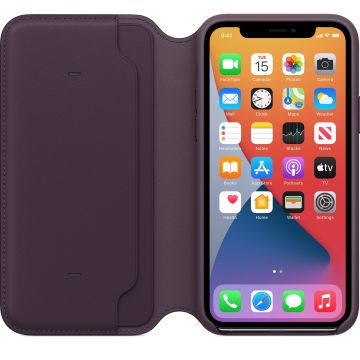 Husa de protectie telefon Iphone 11 Pro, Apple, Leather Folio, MX072ZM/A, Aubergine