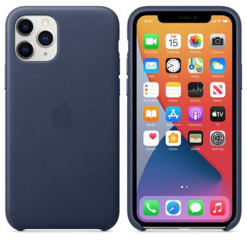 Husa telefon Iphone 11 Pro, Apple, Piele, MWYG2ZM/A, Midnight Blue