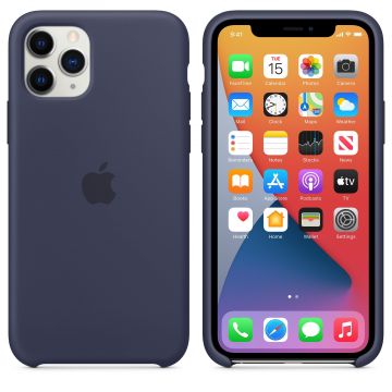 Husa de protectie telefon Iphone 11 Pro, Apple, Silicon, MWYJ2ZM/A, Midnight Blue