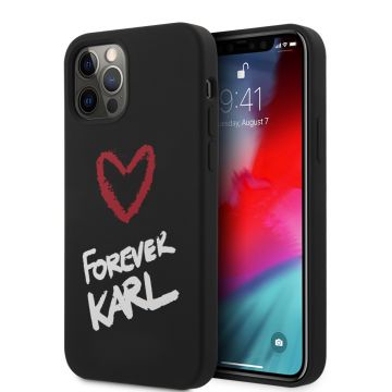 Husa de protectie telefon iPhone 12/12 Pro, Karl Lagerfeld, Forever, Silicon, KLHCP12MSILKRBK, Black