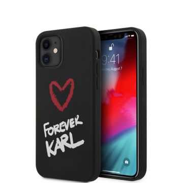 Husa telefon iPhone 12 Mini, Karl Lagerfeld, Forever, Silicon, KLHCP12SSILKRBK, Black