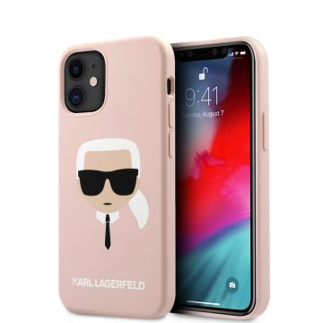 Husa de protectie telefon iPhone 12 Mini, Karl Lagerfeld, Head, Silicon, KLHCP12SSLKHLP, Light Pink