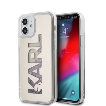 Husa de protectie telefon Karl Lagerfeld pentru iPhone 12 Mini, Liquid Glitter Multi Mirror, PC si TPU, KLHCP12SKLMLGR, Silver