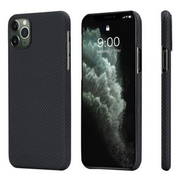 Husa de protectie telefon pentru iPhone 11 Pro Max, Pitaka, Air Case, Fibra de aramida, KI1101MA, Negru - Gri