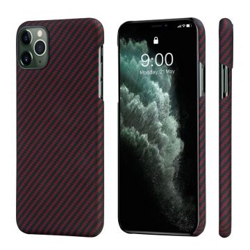 Husa de protectie telefon pentru iPhone 11 Pro Max, Pitaka, MagEz, Fibra de aramida, KI1103M, Negru - Rosu