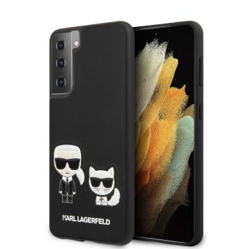 Husa de protectie telefon Karl Lagerfeld pentru Samsung Galaxy S21+, Karl & Choupette, Piele ecologica, KLHCS21MPCUSKCBK, Black