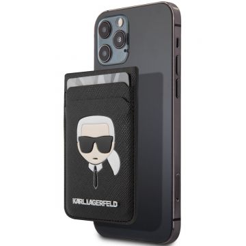 Portofel Karl Lagerfeld, Saffiano Karl Head, MagSafe, Magnetic, KLWMSKHSFBK, Black