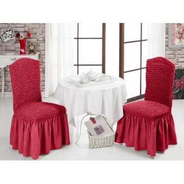 Set 6 huse elastice scaun, Bulsan, poliester, rosu Set 6 huse elastice scaun, Bulsan, poliester, rosu