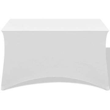 vidaXL Huse elastice pentru masă, 243 x 76 x 74 cm, alb, 2 buc.