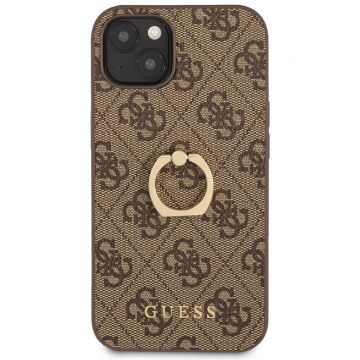 Husa de protectie telefon Guess pentru iPhone 13 cu inel, 4G, Maro