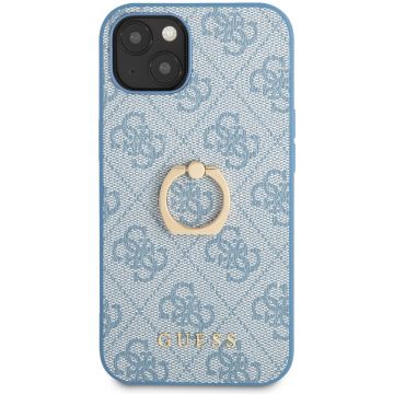 Husa de protectie cu inel Guess, 4G, pentru iPhone 13 mini, GUHCP13S4GMRBL, Albastru