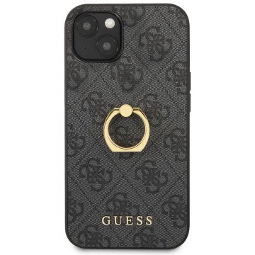 Husa de protectie cu inel Guess, 4G, pentru iPhone 13 mini, GUHCP13S4GMRGR, Gri