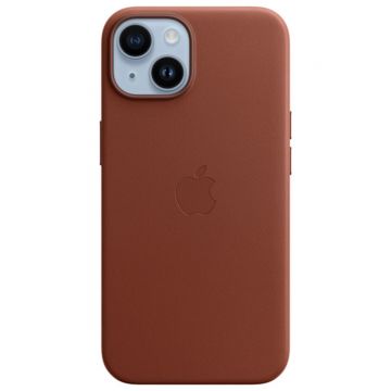 Husa de protectie telefon Apple pentru iPhone 14, Magsafe, Piele, Umber