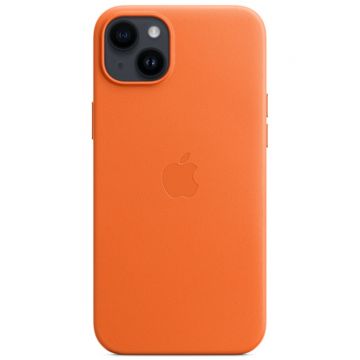 Husa de protectie telefon Apple pentru iPhone 14 Plus, Magsafe, Piele, Orange