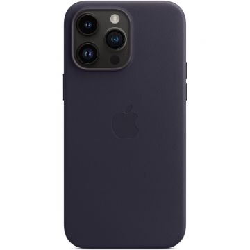 Husa de protectie telefon Apple pentru iPhone 14 Pro Max, Magsafe, Piele ecologica, Negru