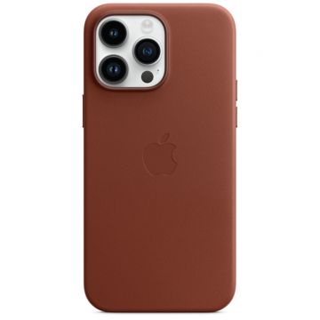 Husa de protectie telefon Apple pentru iPhone 14 Pro Max, Magsafe, Piele, Umber