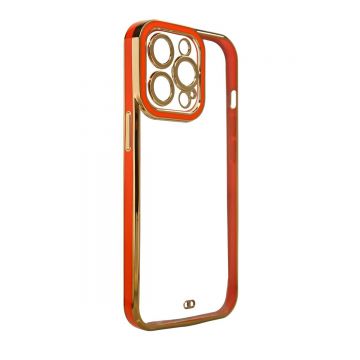 Husa de protectie telefon Hurtel pentru Apple iPhone 13 Pro, Fashion Gold Frame, Plastic, Rosu