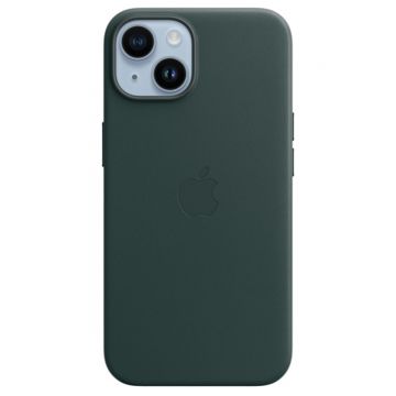 Husa de protectie telefon pentru Apple iPhone 14, Magsafe, Piele, Forest Green