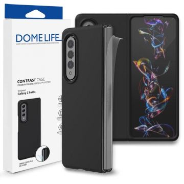 Husa de protectie telefon Whitestone pentru Samsung Galaxy Z Fold 4, Contrast, Folie pentru margine inclusa, Plastic, Negru