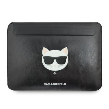 Husa laptop Karl Lagerfeld pentru Laptop de 16 inch, Choupette Head Embossed, Piele ecologica, Negru