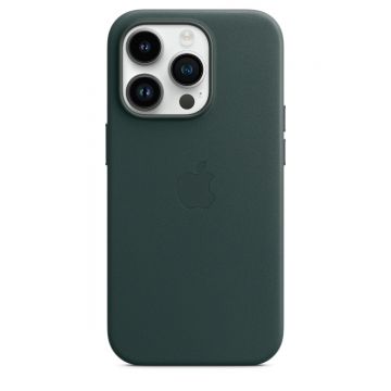 Husa de protectie telefon Apple pentru iPhone 14 Pro, MagSafe, Piele, Forest Green