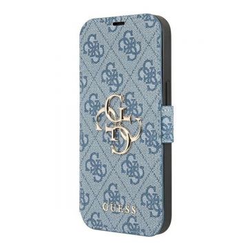 Husa de protectie telefon Guess, 4G Metal Logo Book Cover pentru Apple iPhone 13 Pro, Albastru