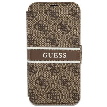 Husa telefon Guess, 4G Printed Stripe Book pentru Apple iPhone 13, Maro