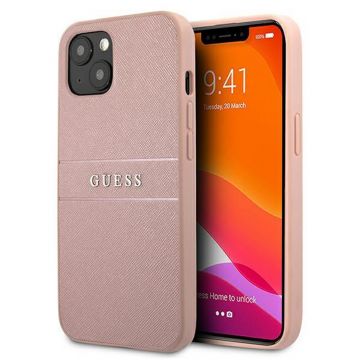 Husa telefon Guess, Leather Saffiano pentru Apple iPhone 13, Plastic, Roz