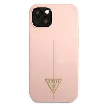 Husa telefon Guess pentru iPhone 13, Line Triangle, Liquid Silicon, Pink