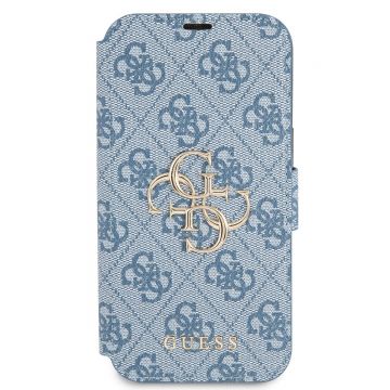 Husa telefon Guess pentru Iphone 13 Mini, 4G Metal Logo Book, Textil, Albastru deschis