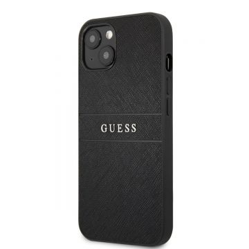 Husa de protectie telefon Guess pentru iPhone 13 mini, Leather Saffiano, Plastic, Negru