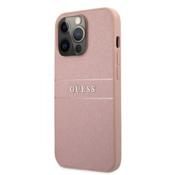 Husa telefon Guess pentru iPhone 13 Pro, Leather Saffiano, Plastic, Roz