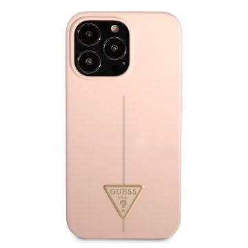 Husa telefon Guess pentru iPhone 13 Pro Max, Line Triangle, Liquid Silicon, Pink