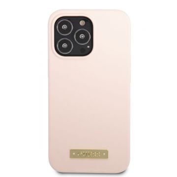 Husa telefon Guess pentru iPhone 13 Pro Max, Metal Logo, MagSafe, Silicon lichid, Roz